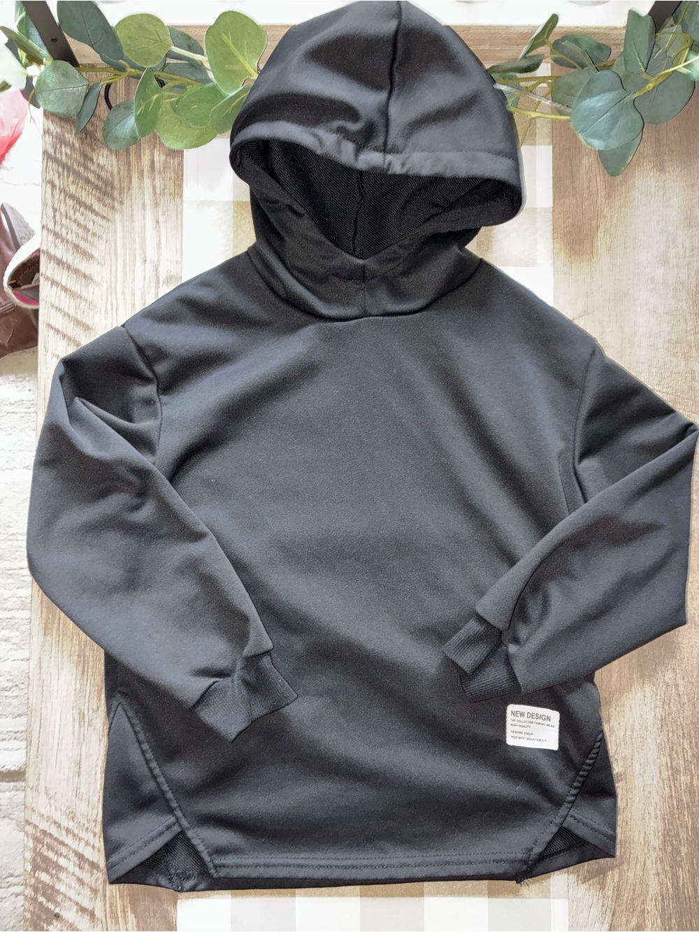 Men's Black Hooded Pullover Shirt